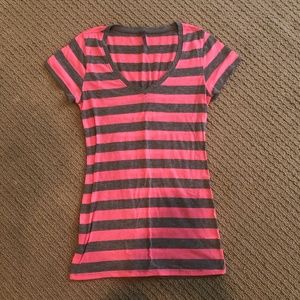Pink and grey size large tee shirt